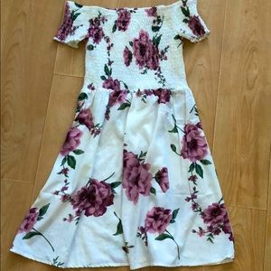 Shein Floral White Off Shoulder Dress